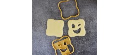 Grand sourire - Lot de 2 - 1 visage + 1 contour - Biscuits fourrés - Lot de 2 emporte-pièces