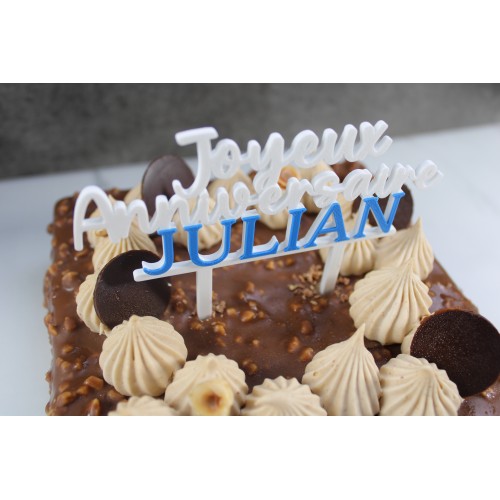 Caketopper Anniversaire Personnalisable - Texte 'Joyeux Anniversaire' - Police 1