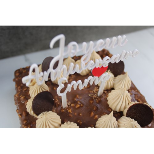 Caketopper Anniversaire Personnalisable - Texte 'Joyeux Anniversaire' - Police 2