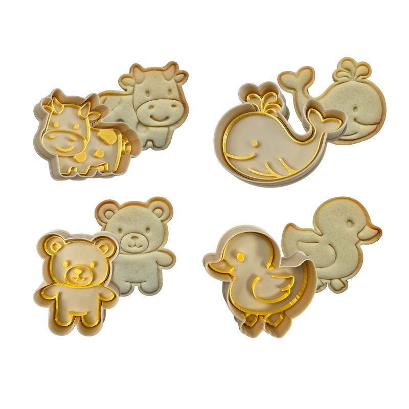 Emporte-pièces animaux enfants – Lot de 4 ou à l’unité – Avec poussoir