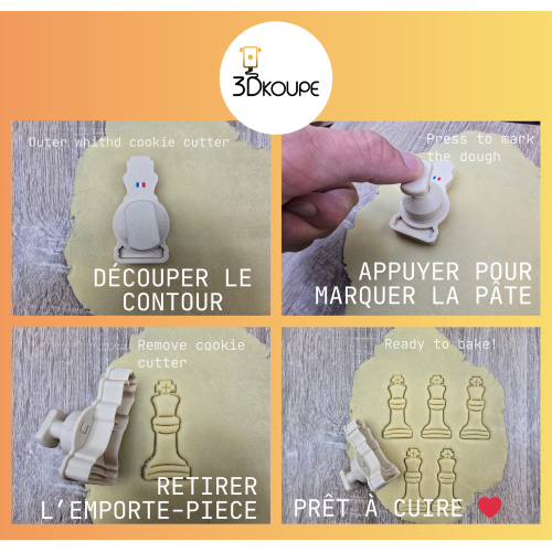 Emporte-pièces à poussoir - Échecs (roi, reine, fou, cavalier, tour, pion)