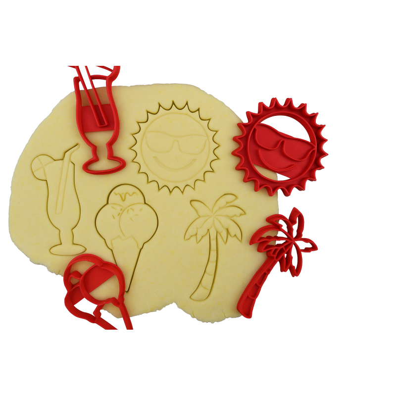 Thème Plage - Glace, Soleil, Cocktail, Palmier - Lot d'emporte-pièces