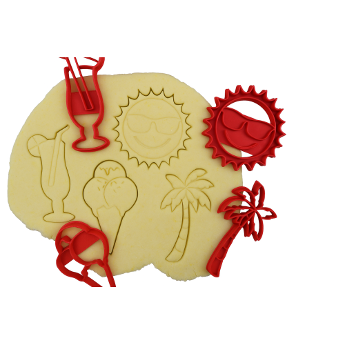 Thème Plage - Glace, Soleil, Cocktail, Palmier - Lot d'emporte-pièces