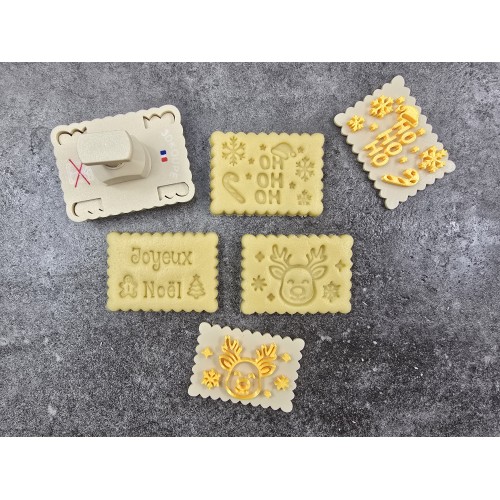 Pivofix - 3 plaques sur le thème de Noël - Emporte-pièce à poussoir - Format petit beurre